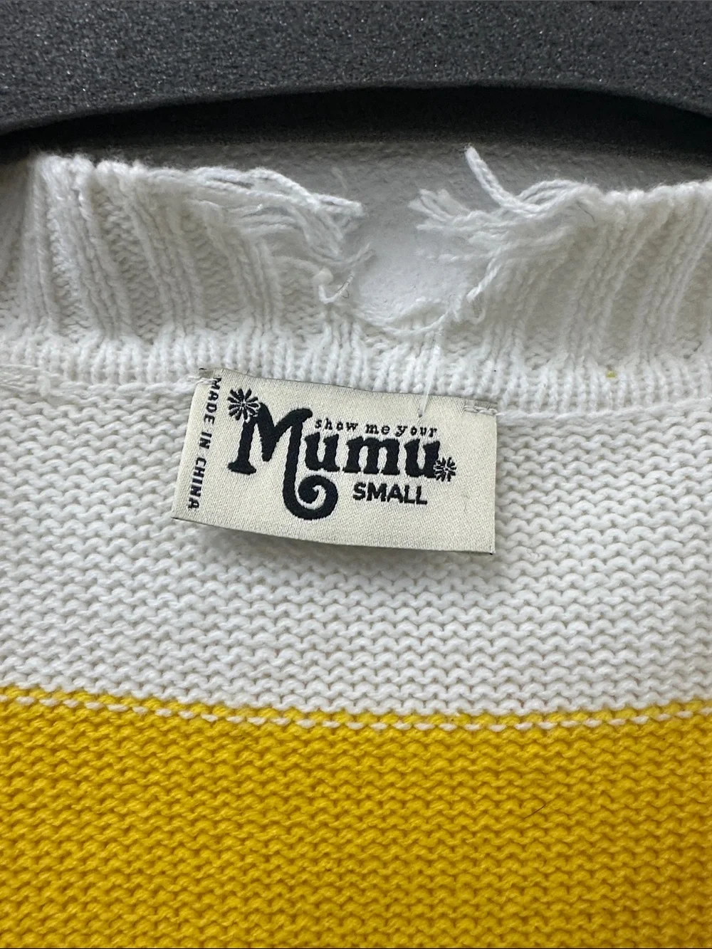 Show Me Your MuMu Delphina Distressed Sweater in Yellow Rugby Stripe